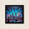 Electric Gotham Neon  NYC Skyline Framed Wall Art