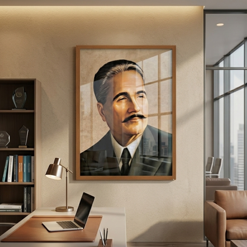 Allama Iqbal Portrait – Premium Framed Wall Art - WOW My Wall