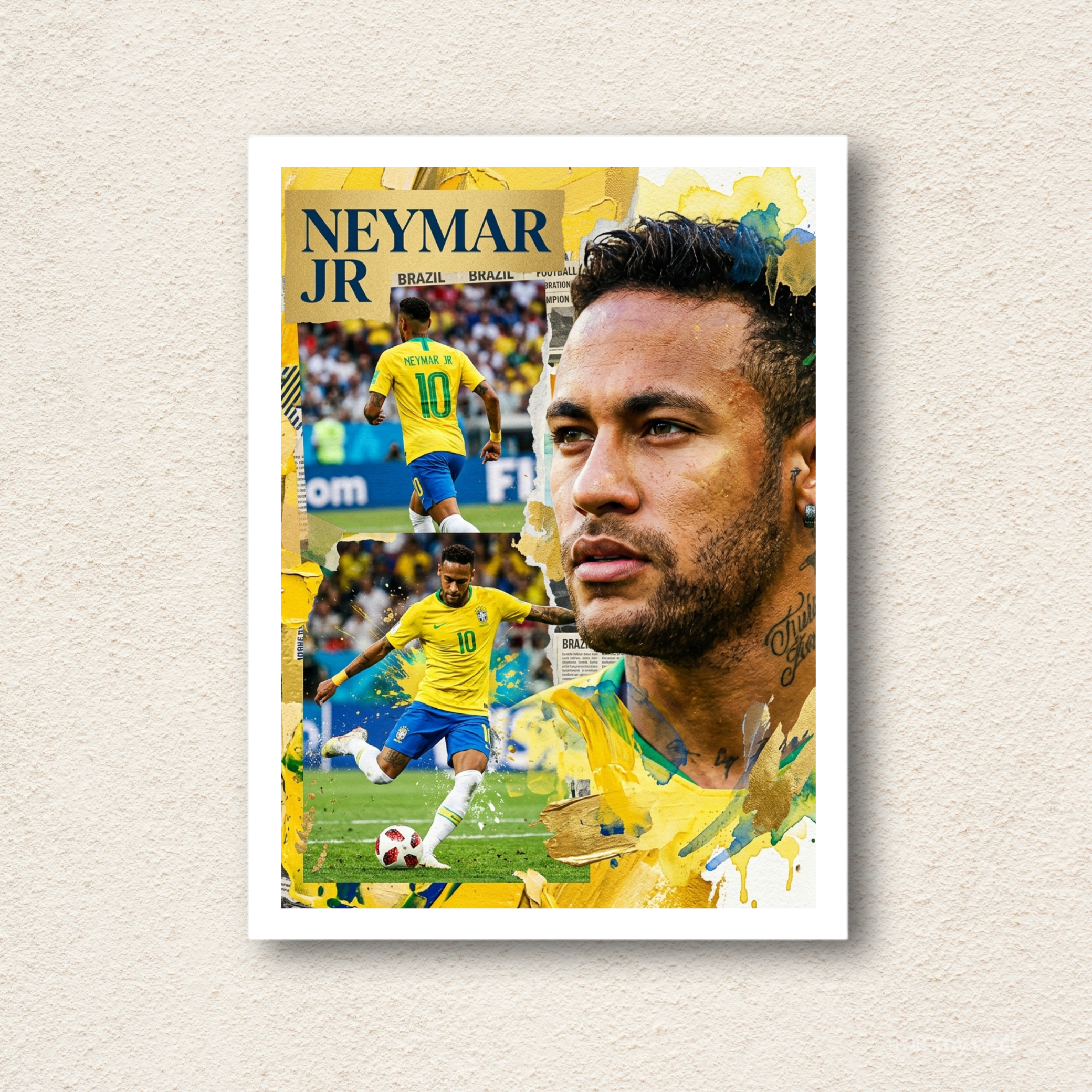 Neymar Jr Brazil Samba Style Wall Frame
