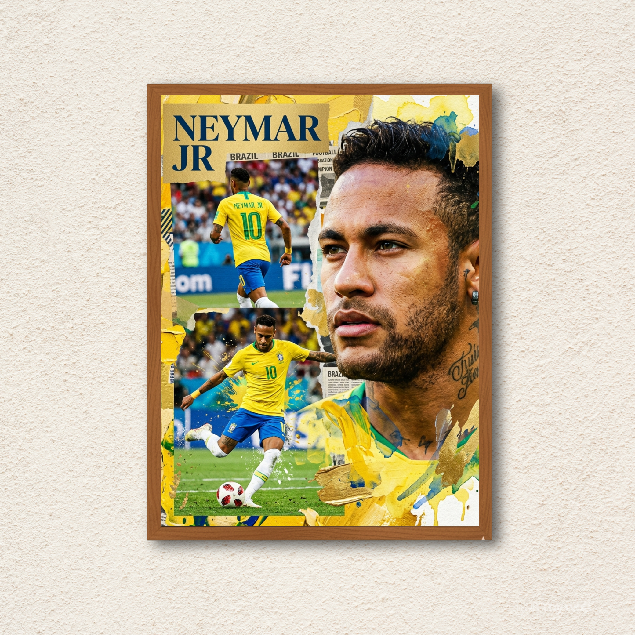 Neymar Jr Brazil Samba Style Wall Frame