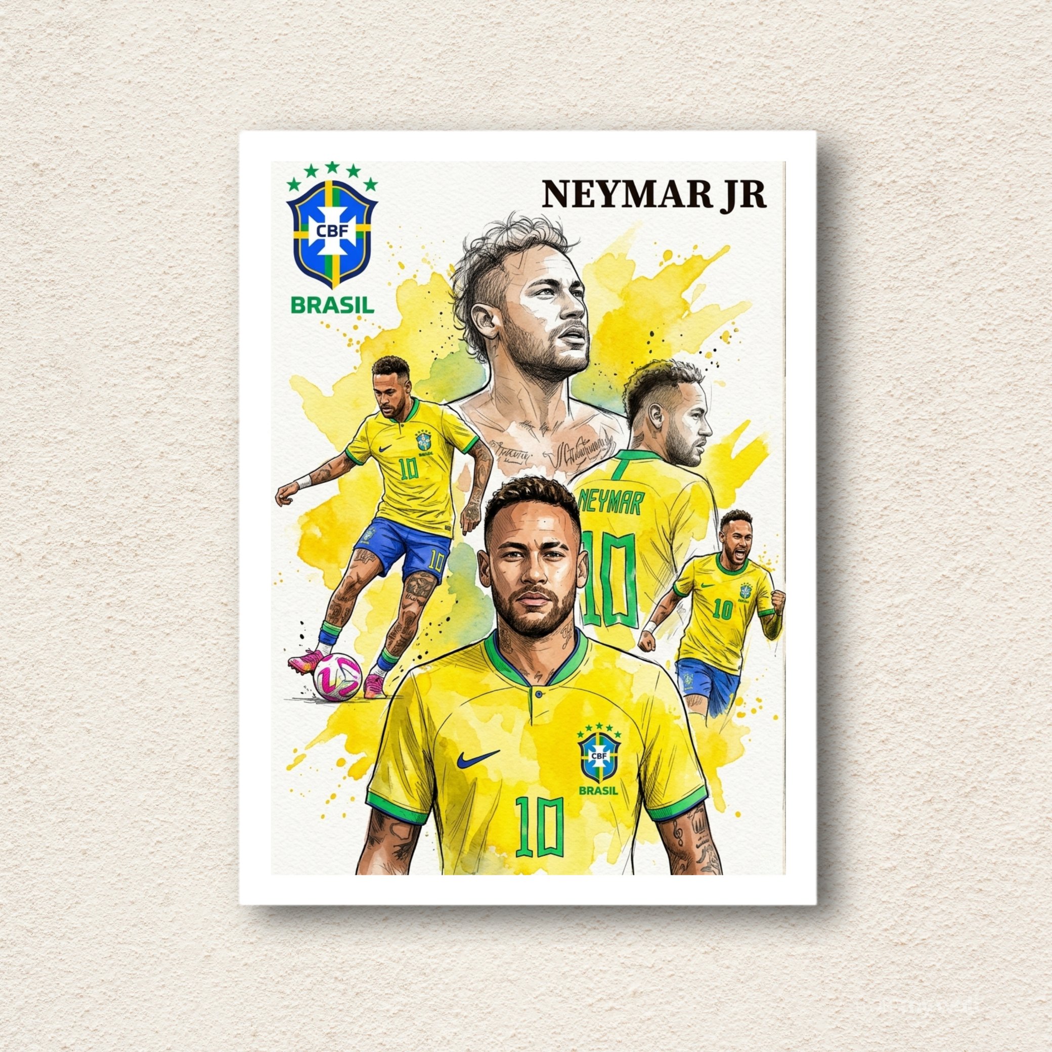 Neymar Jr CBF Brazil Wall Frame