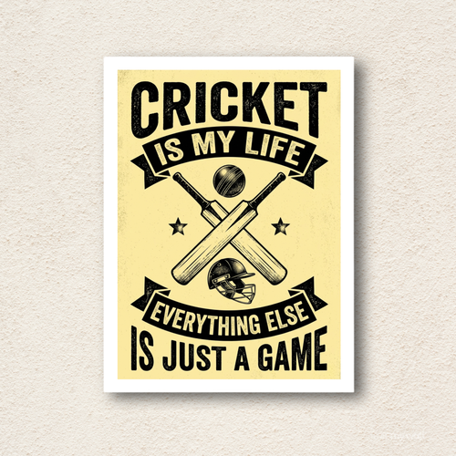 "Cricket Is My Life" Vintage Motivational Wall Frame
