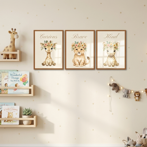 Safari Nursery Wall Art Set of 3 –  Baby Animal Prints - WOW My Wall