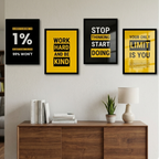 Motivational Quote Canvas Wall Art Set – 4-Piece Posters for Office & Home Decor