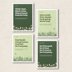 Botanical Motivational Wall Art Set – 4-Piece Sage Green Inspirational Quotes Canvas Prints for Office, Bedroom & Wellness Decor