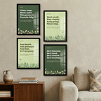 Botanical Motivational Wall Art Set – 4-Piece Sage Green Inspirational Quotes Canvas Prints for Office, Bedroom & Wellness Decor