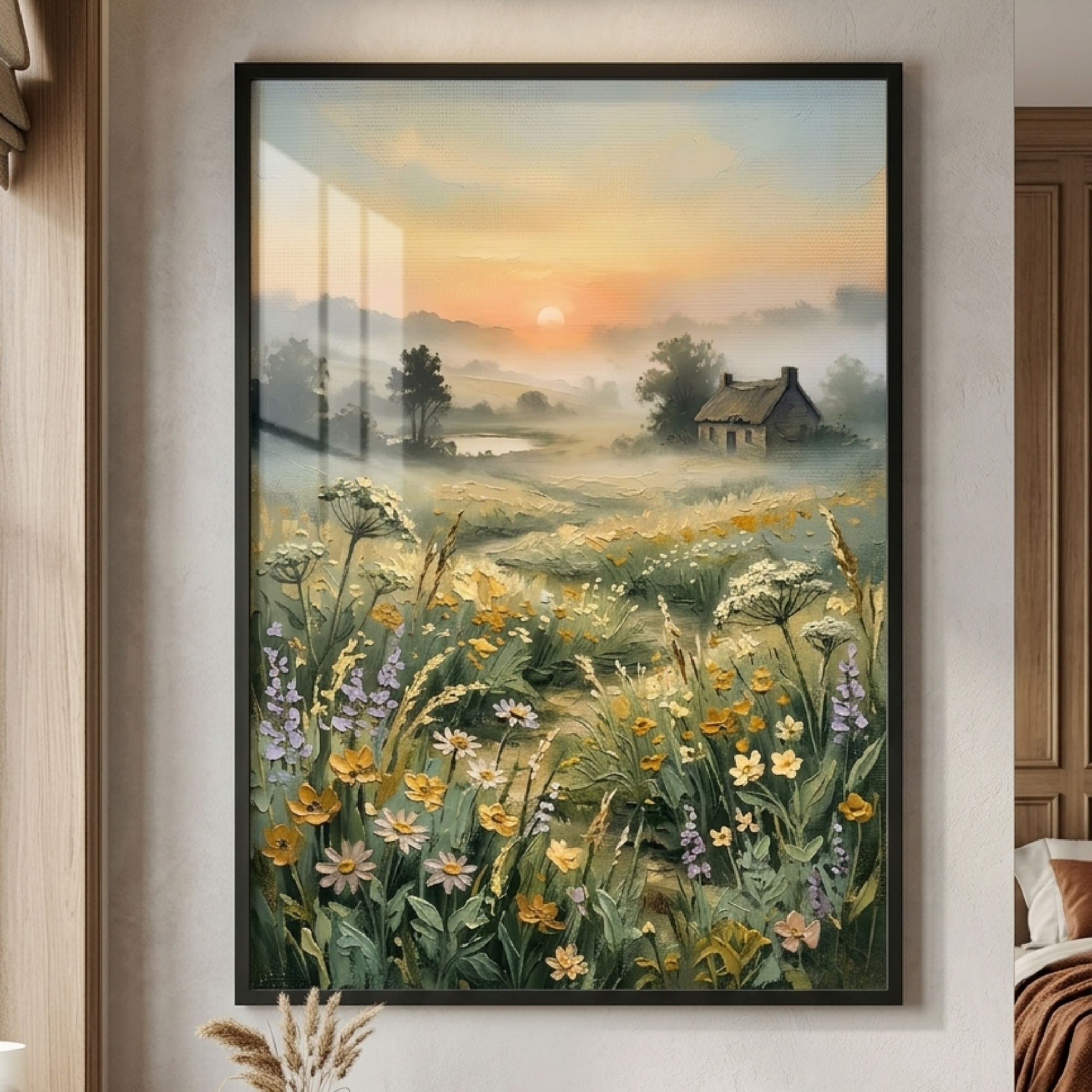 Rustic Cottagecore Wildflower Meadow Wall Art