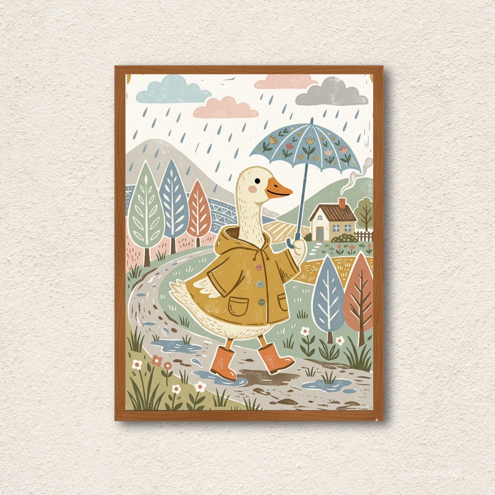 Whimsical Rainy Day Duck Wall Art