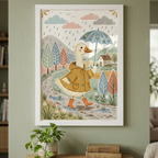 Whimsical Rainy Day Duck Wall Art
