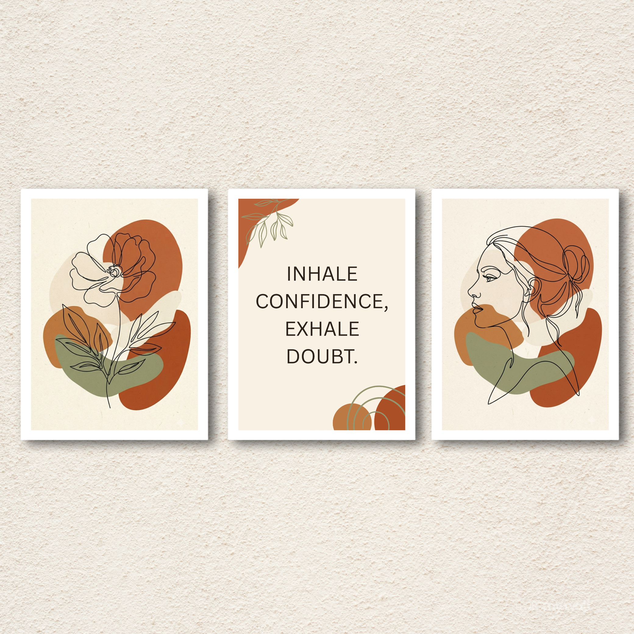 Boho Line Wall Art Set – "Inhale Confidence"