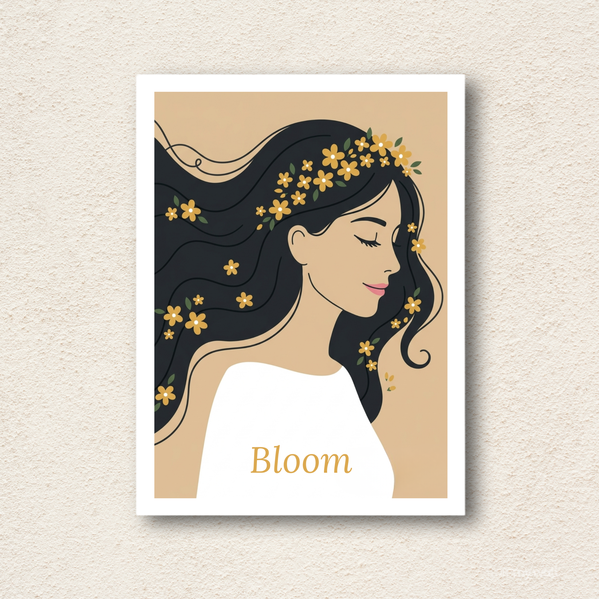 "Bloom" Floral Woman Minimalist Wall Art