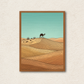 "Desert Wanderer" Minimalist Camel & Dunes Wall Art
