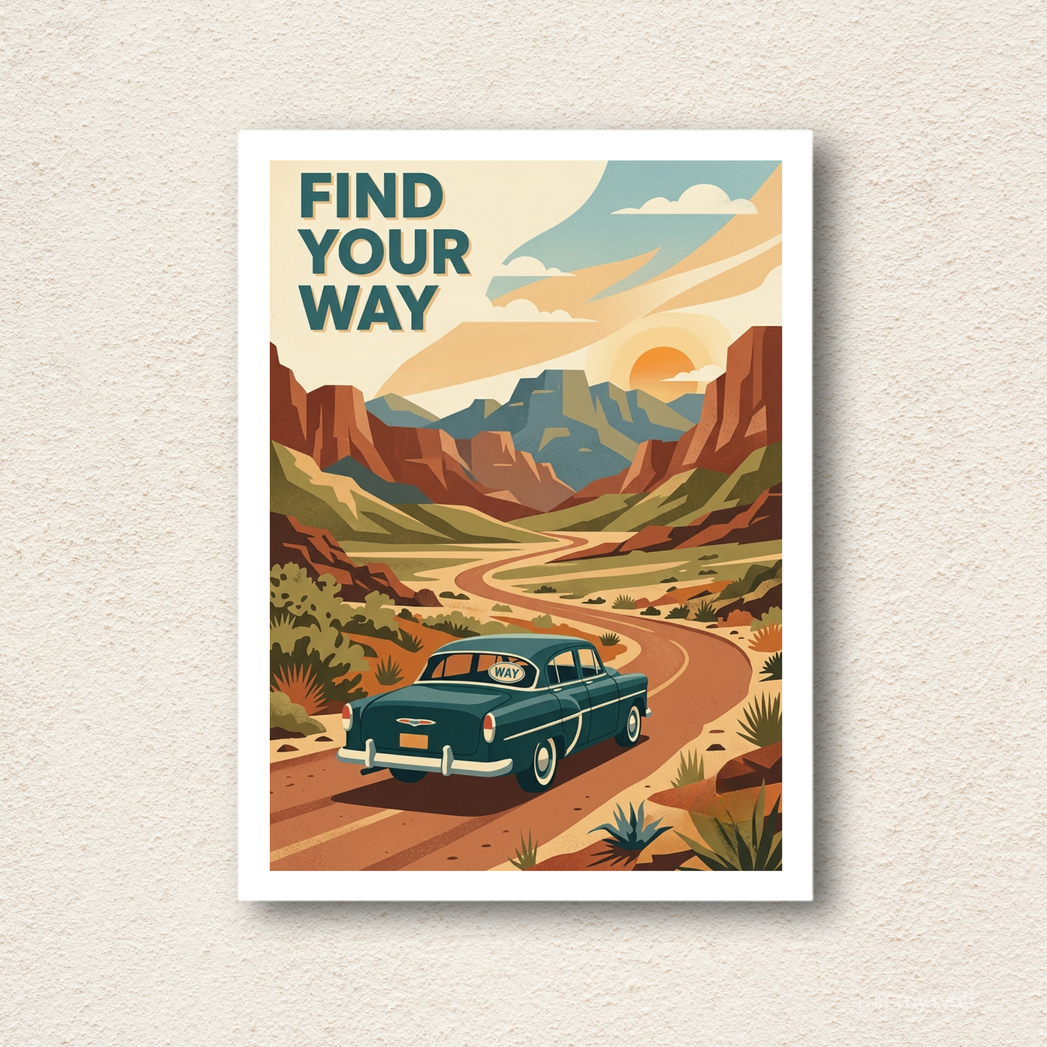 "Find Your Way" Vintage Road Trip Wall Art