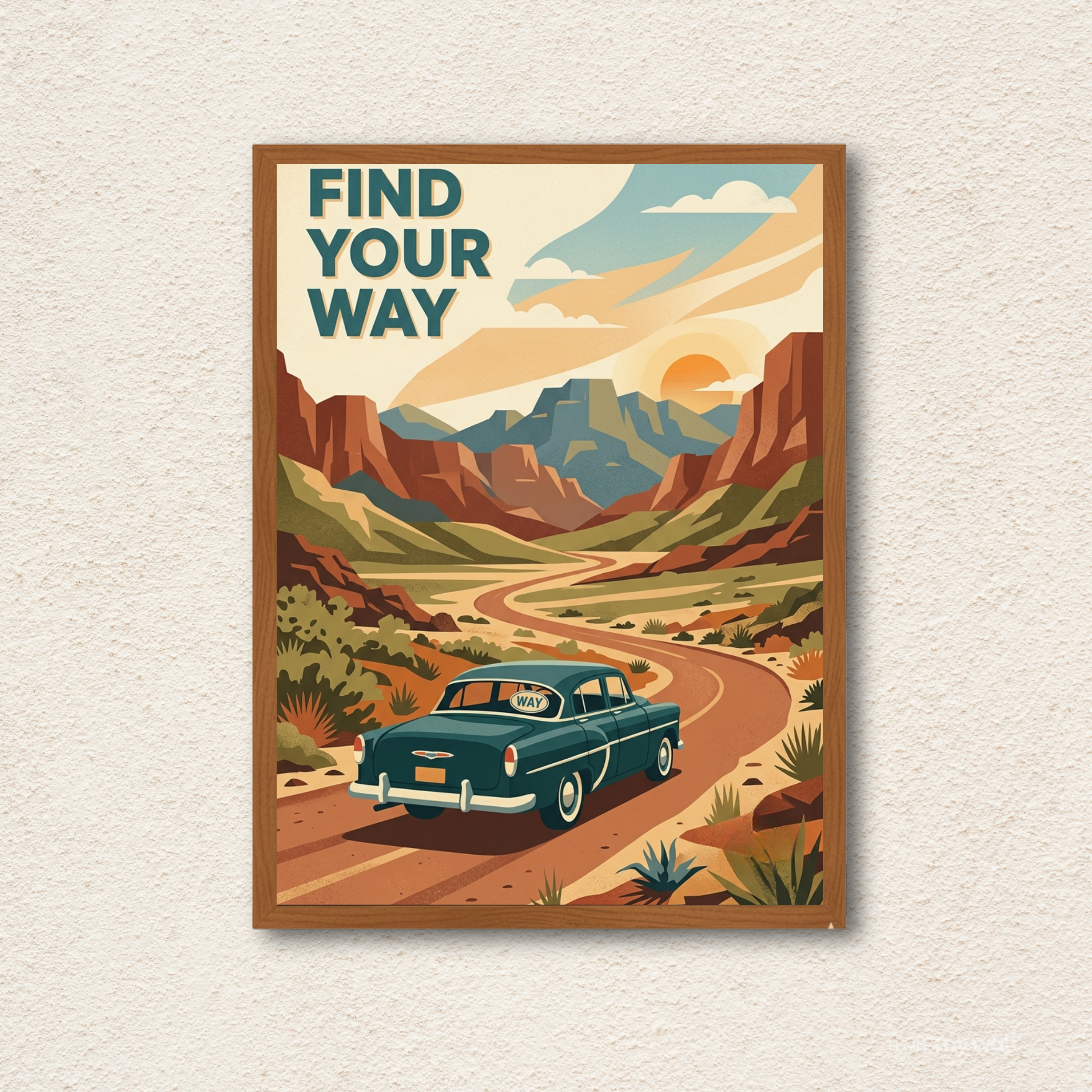 "Find Your Way" Vintage Road Trip Wall Art