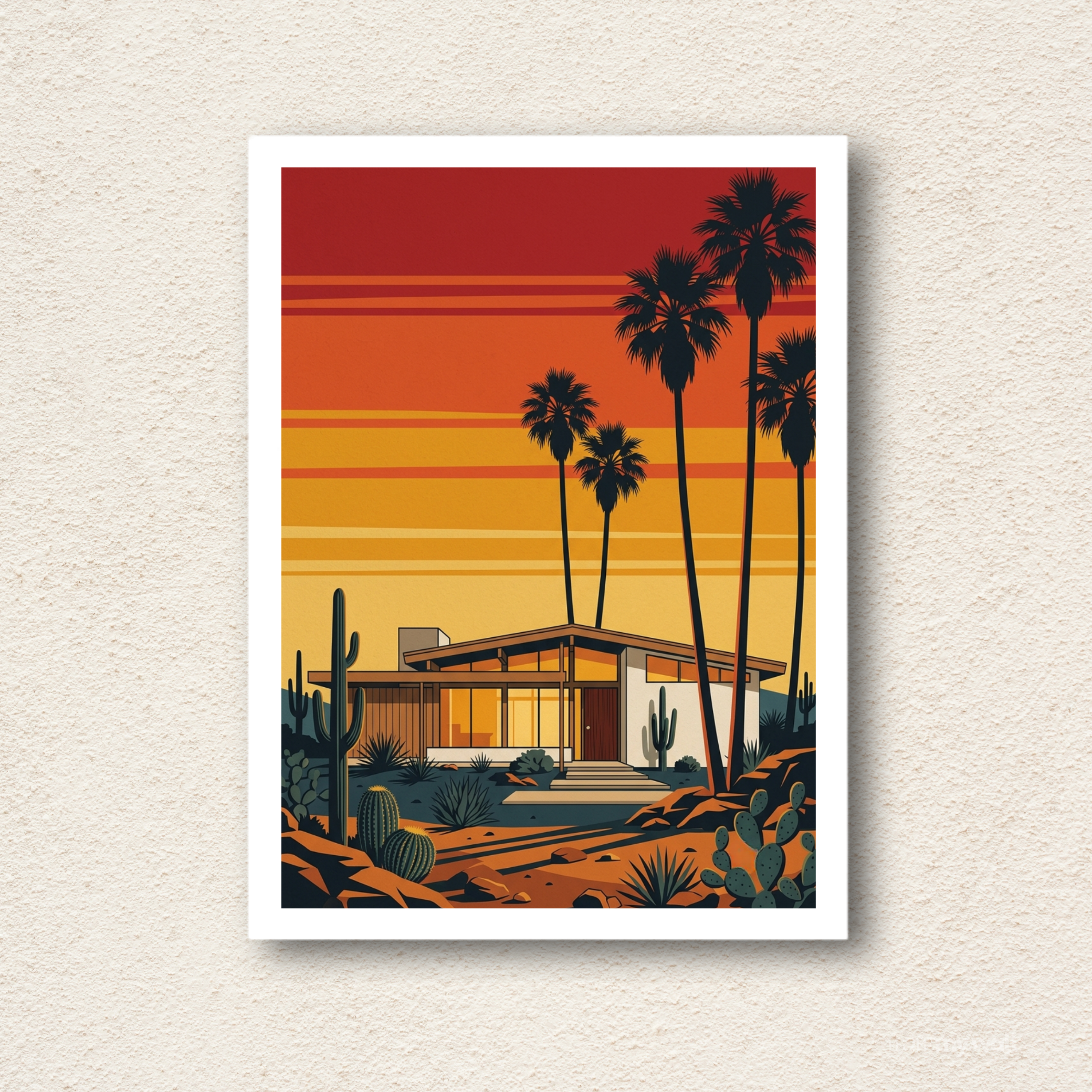 "Palm Springs Sunset" Mid-Century Modern Wall Art