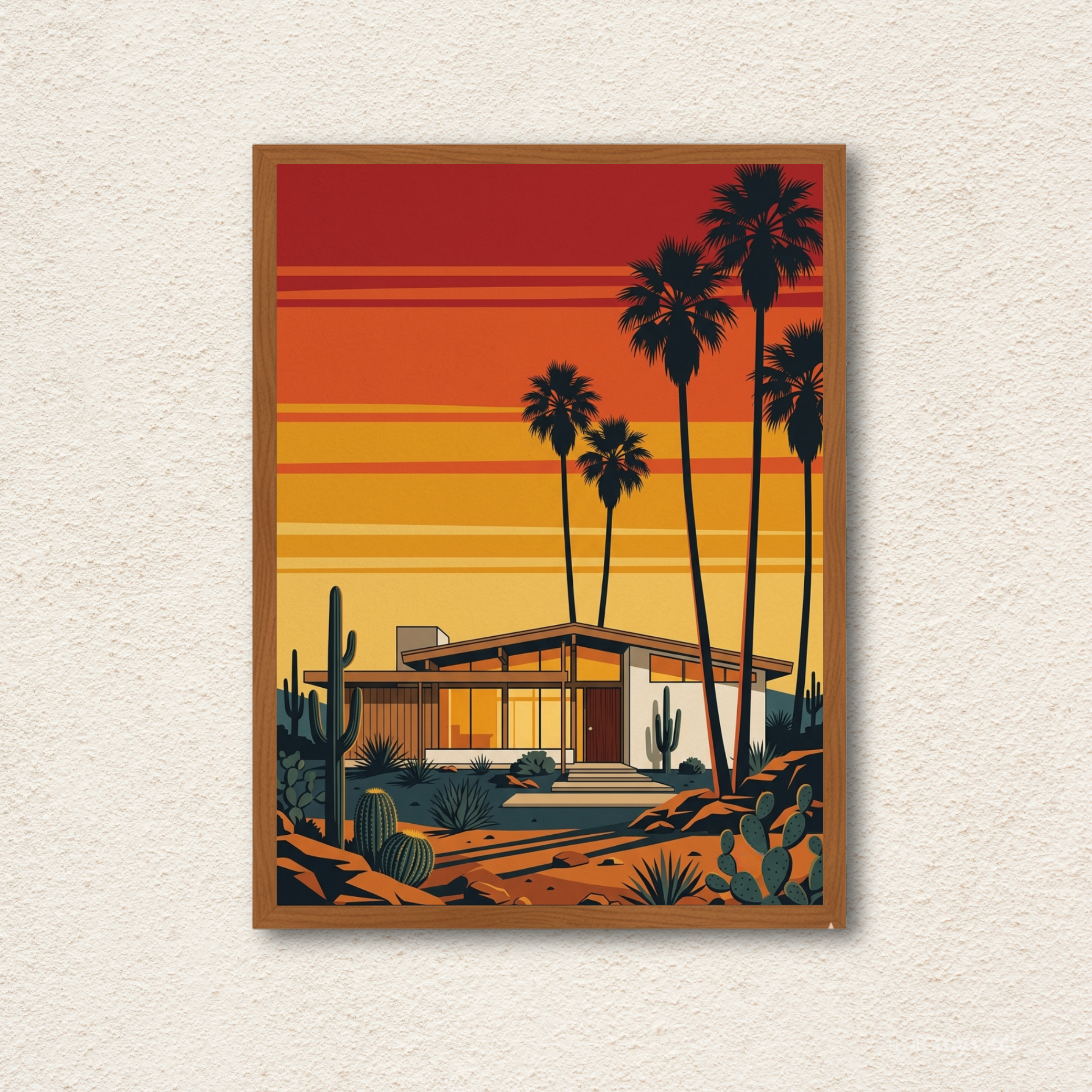 "Palm Springs Sunset" Mid-Century Modern Wall Art