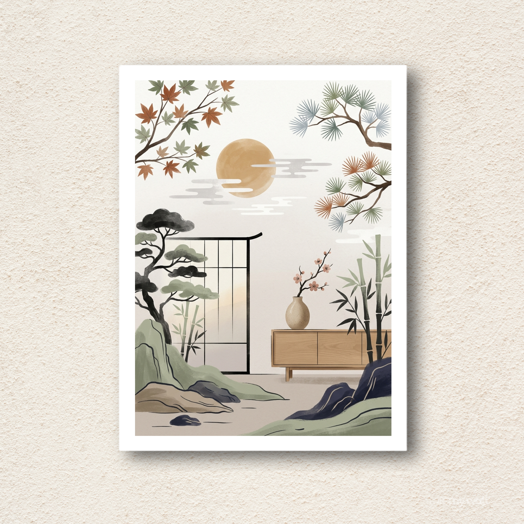 "Zen Sanctuary" Japanese Landscape Wall Art