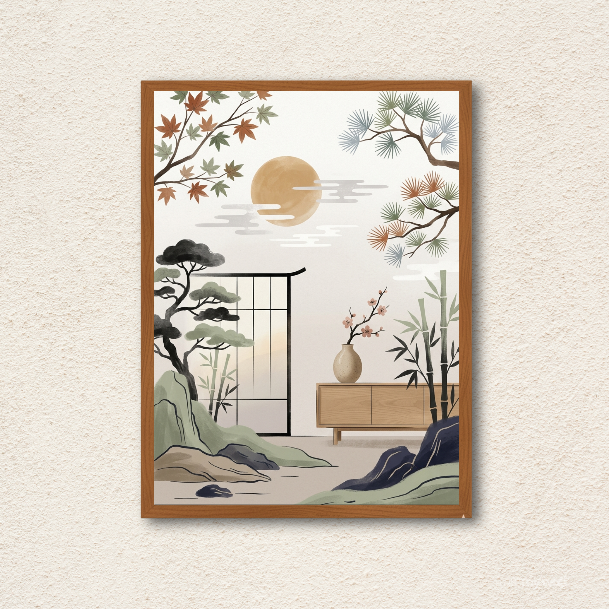 "Zen Sanctuary" Japanese Landscape Wall Art