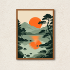 "Serene Reflection" Japanese Zen Landscape Wall Art