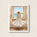 Coastal Window View Watercolor Wall Art