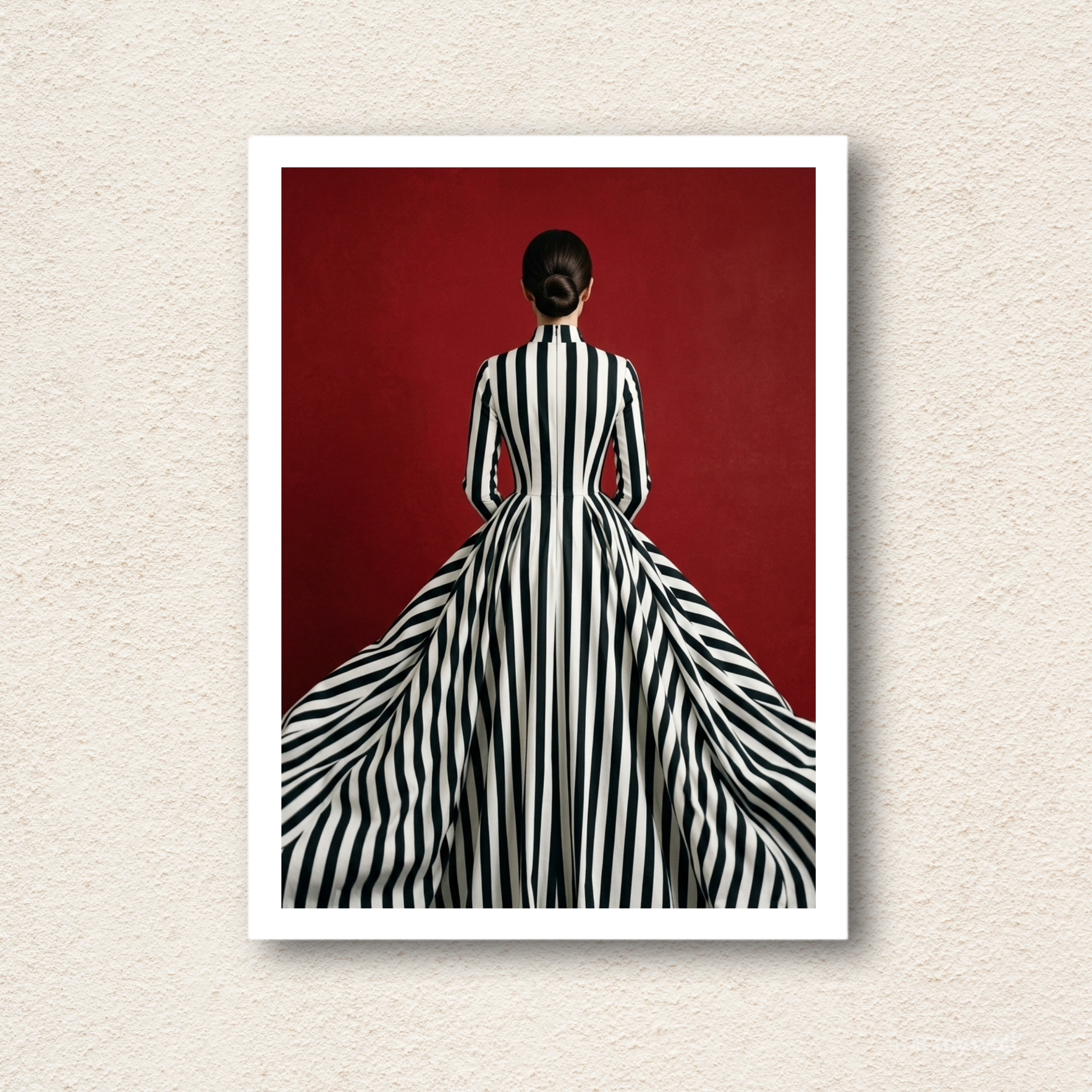 Monochrome Elegance on Crimson Wall Art