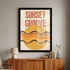 Sunset Groove Retro Wall Frame