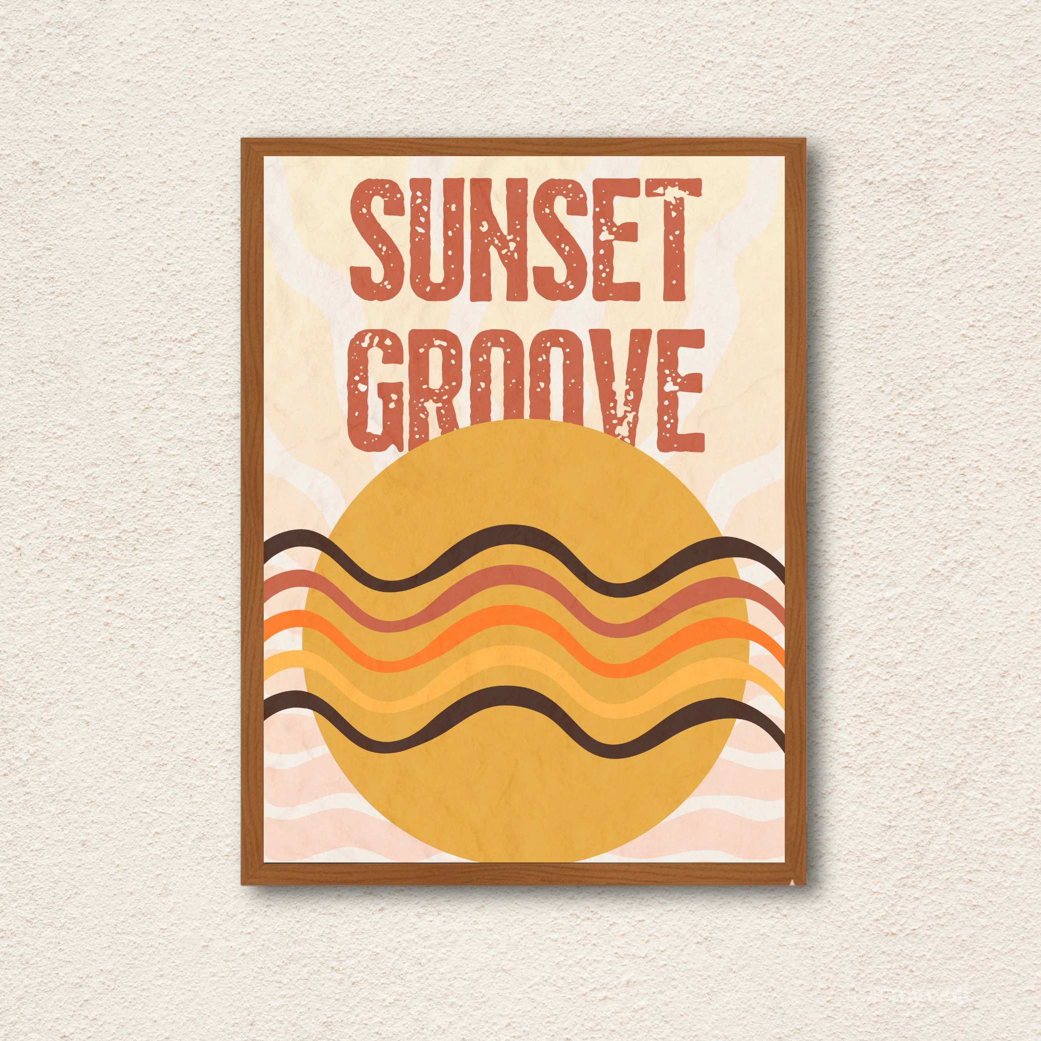 Sunset Groove Retro Wall Frame