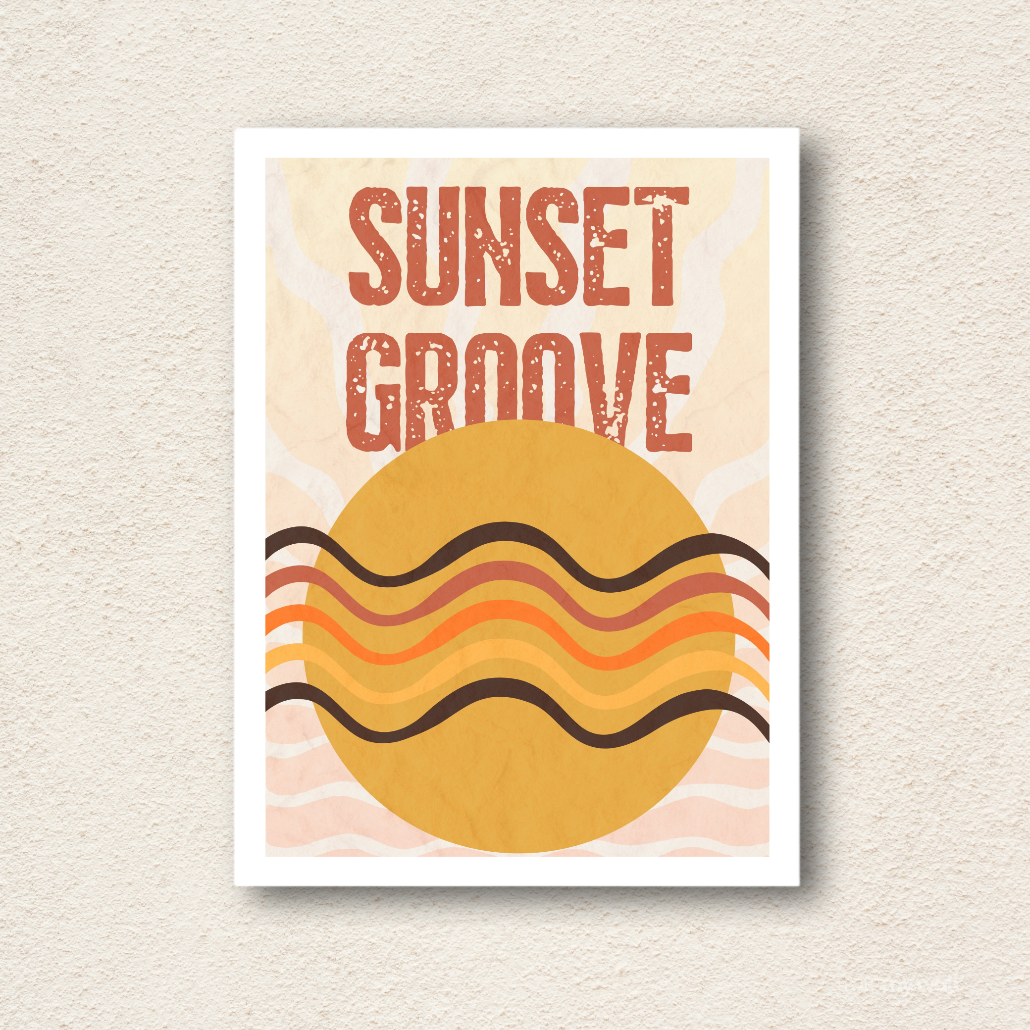 Sunset Groove Retro Wall Frame