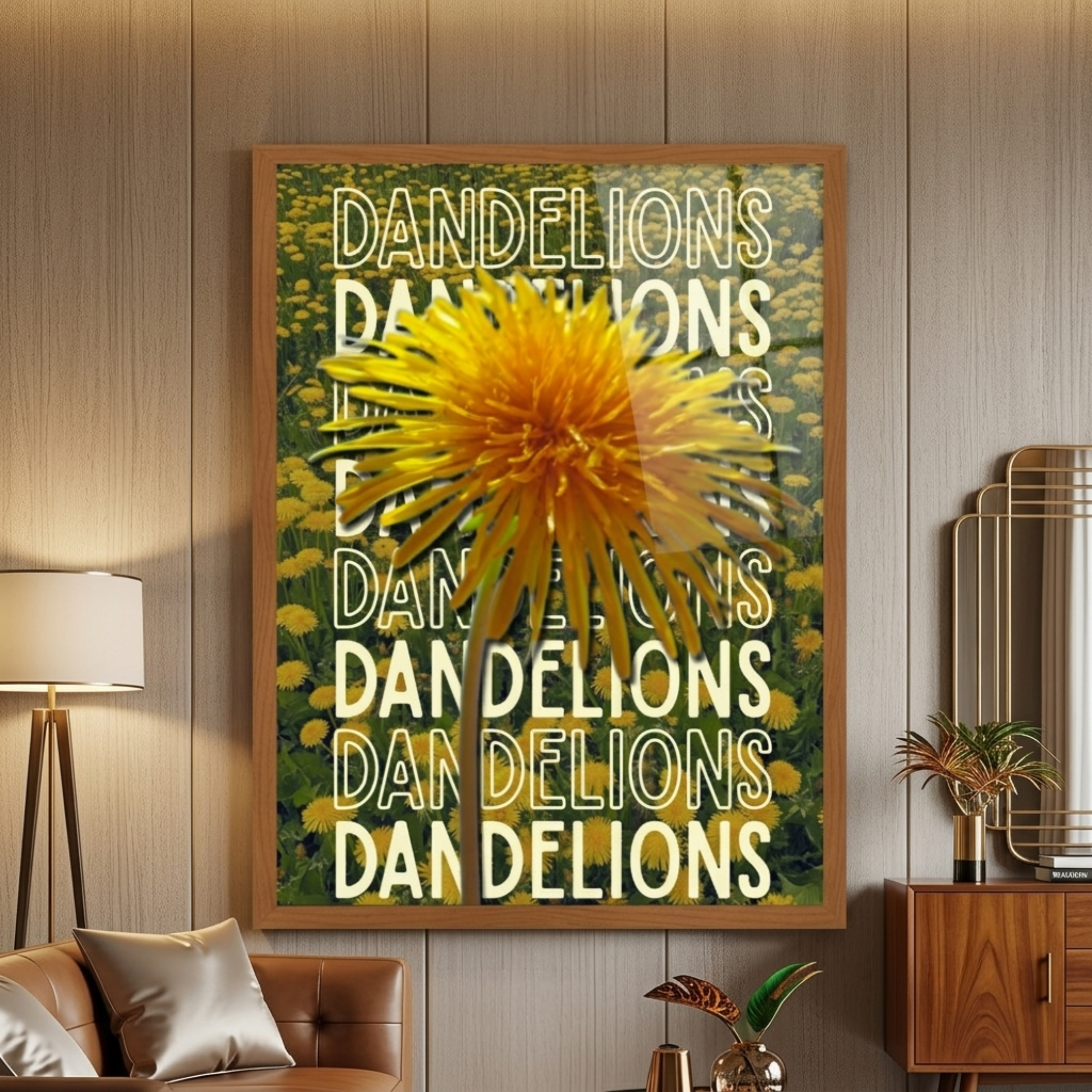 Dandelions Typographic Wall Frame