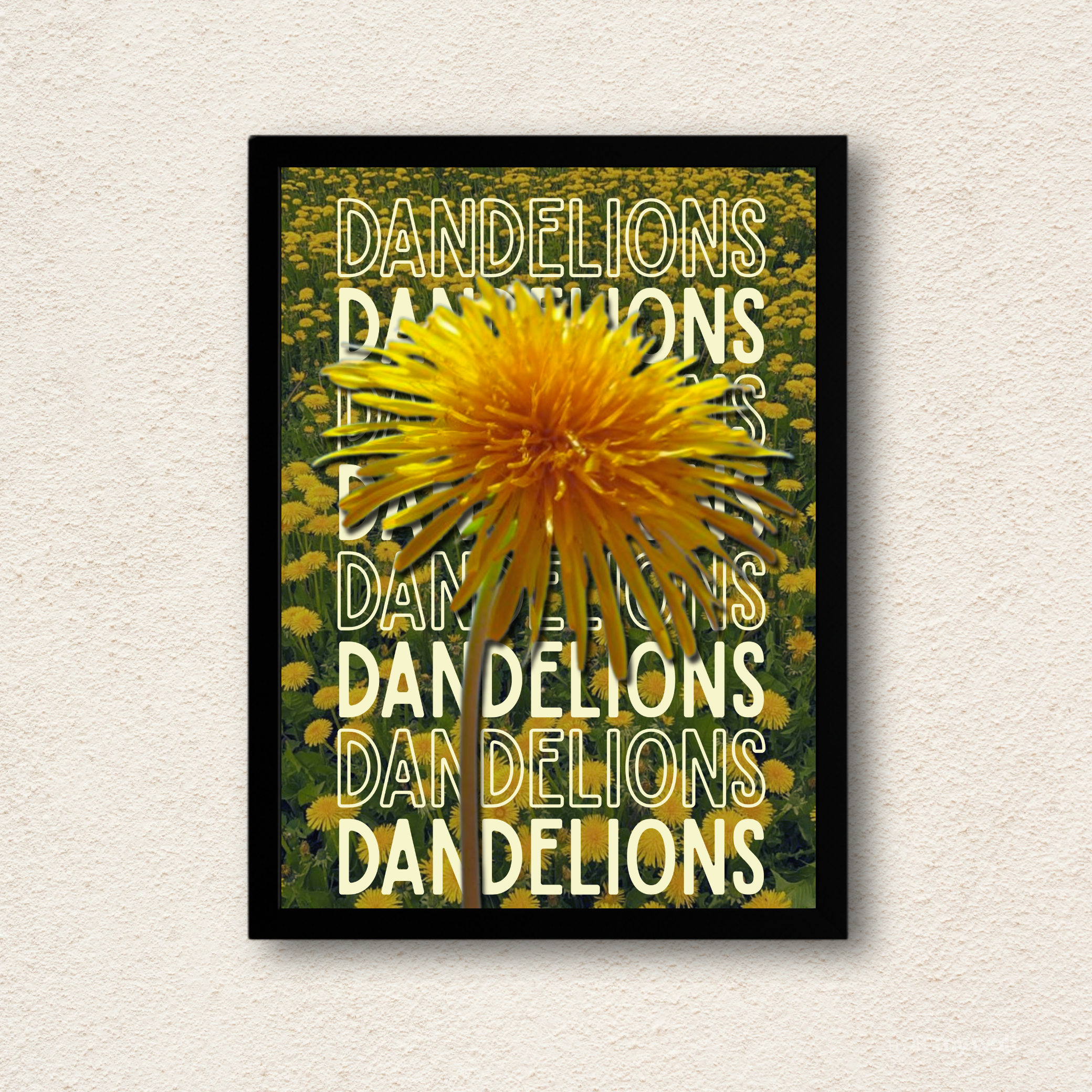 Dandelions Typographic Wall Frame