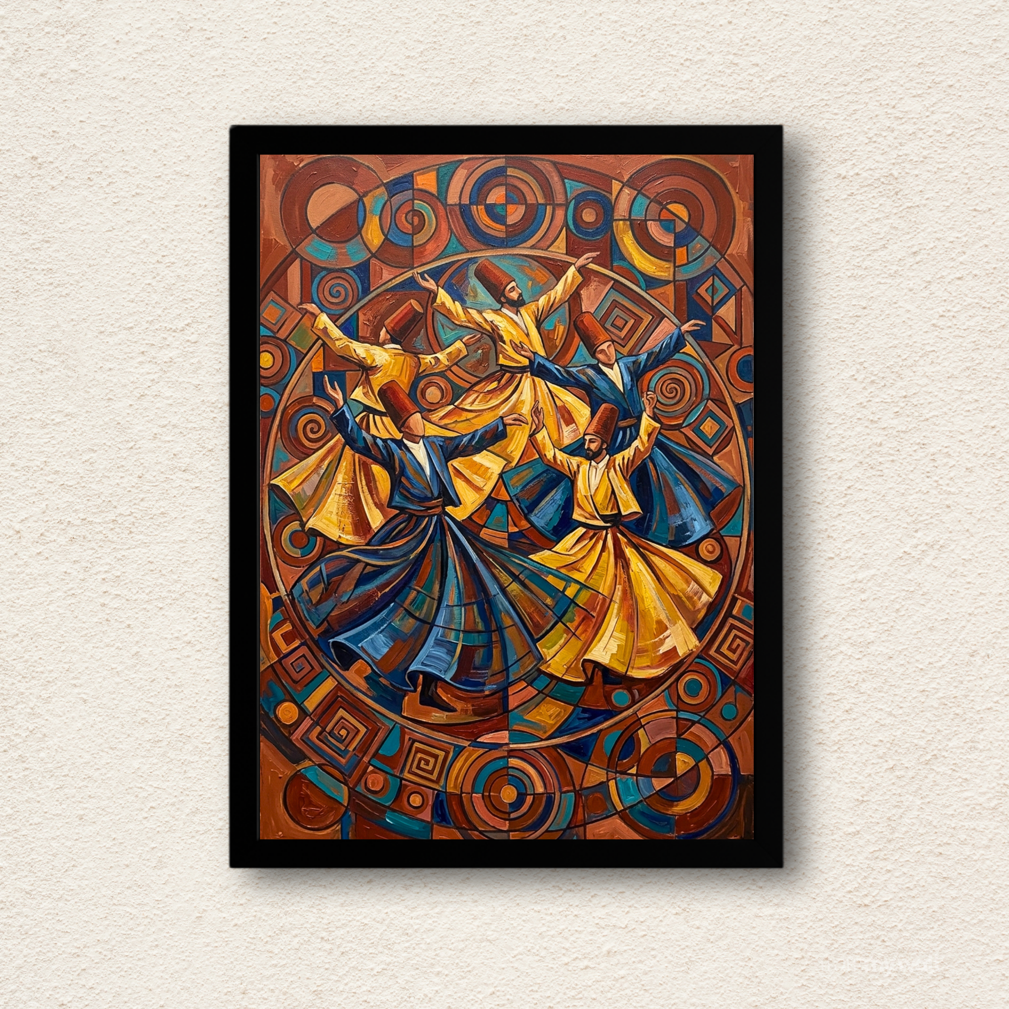 Sufi Whirling Dervishes Abstract Wall Frame
