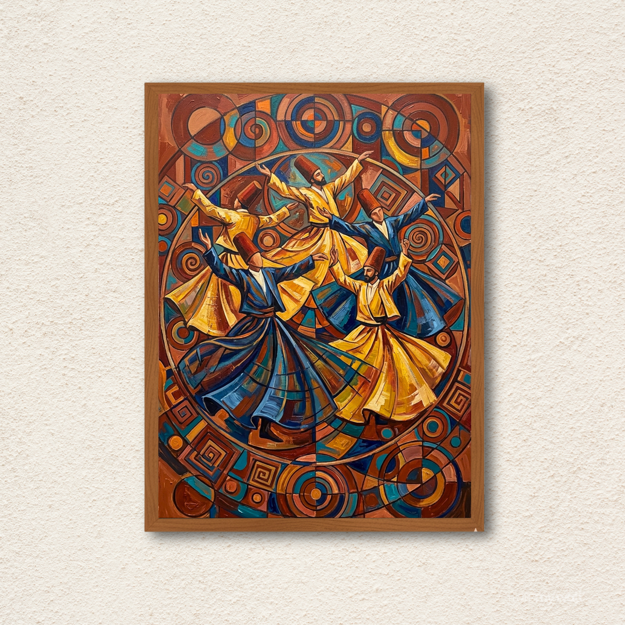 Sufi Whirling Dervishes Abstract Wall Frame