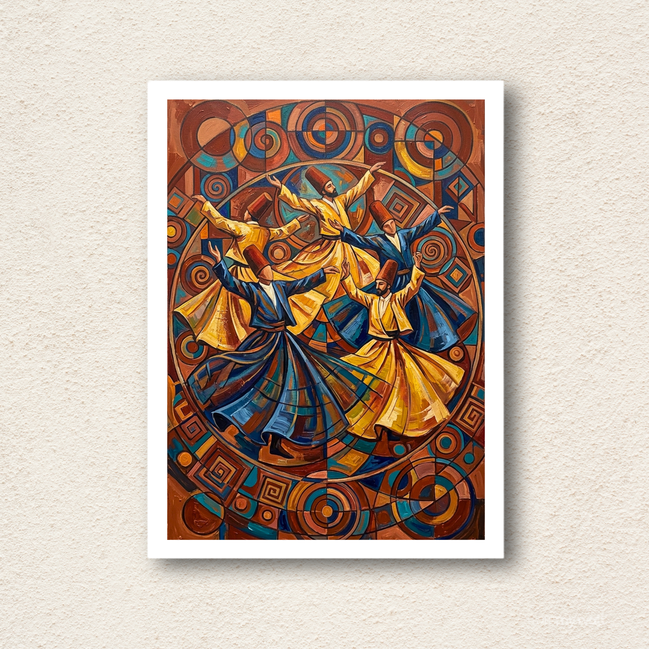 Sufi Whirling Dervishes Abstract Wall Frame