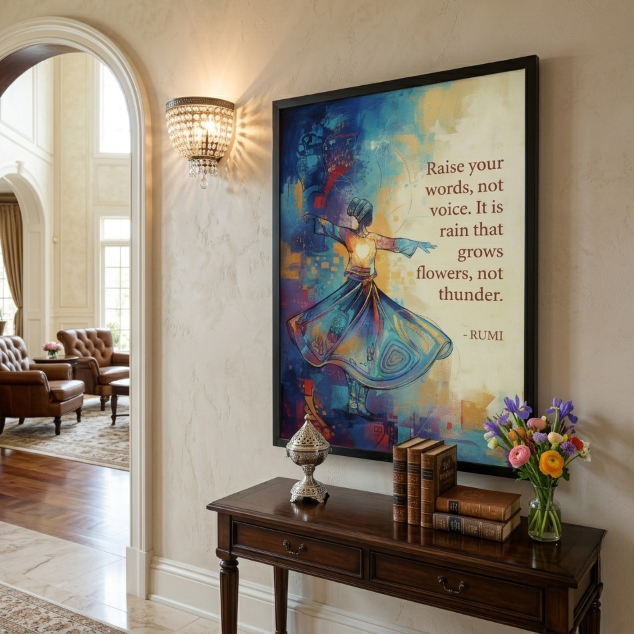 Rumi Poetry & Whirling Dervish Wall Frame