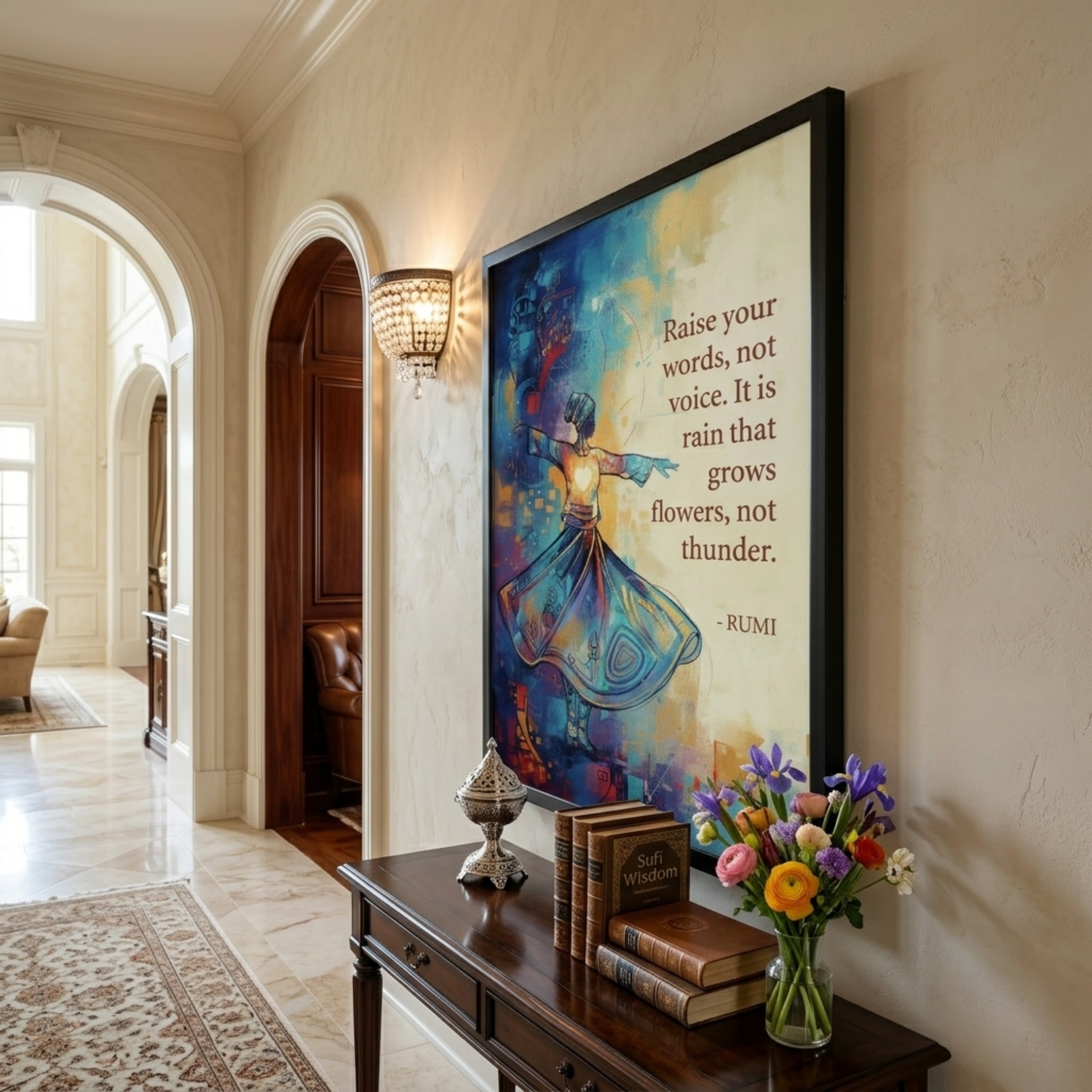 Rumi Poetry & Whirling Dervish Wall Frame