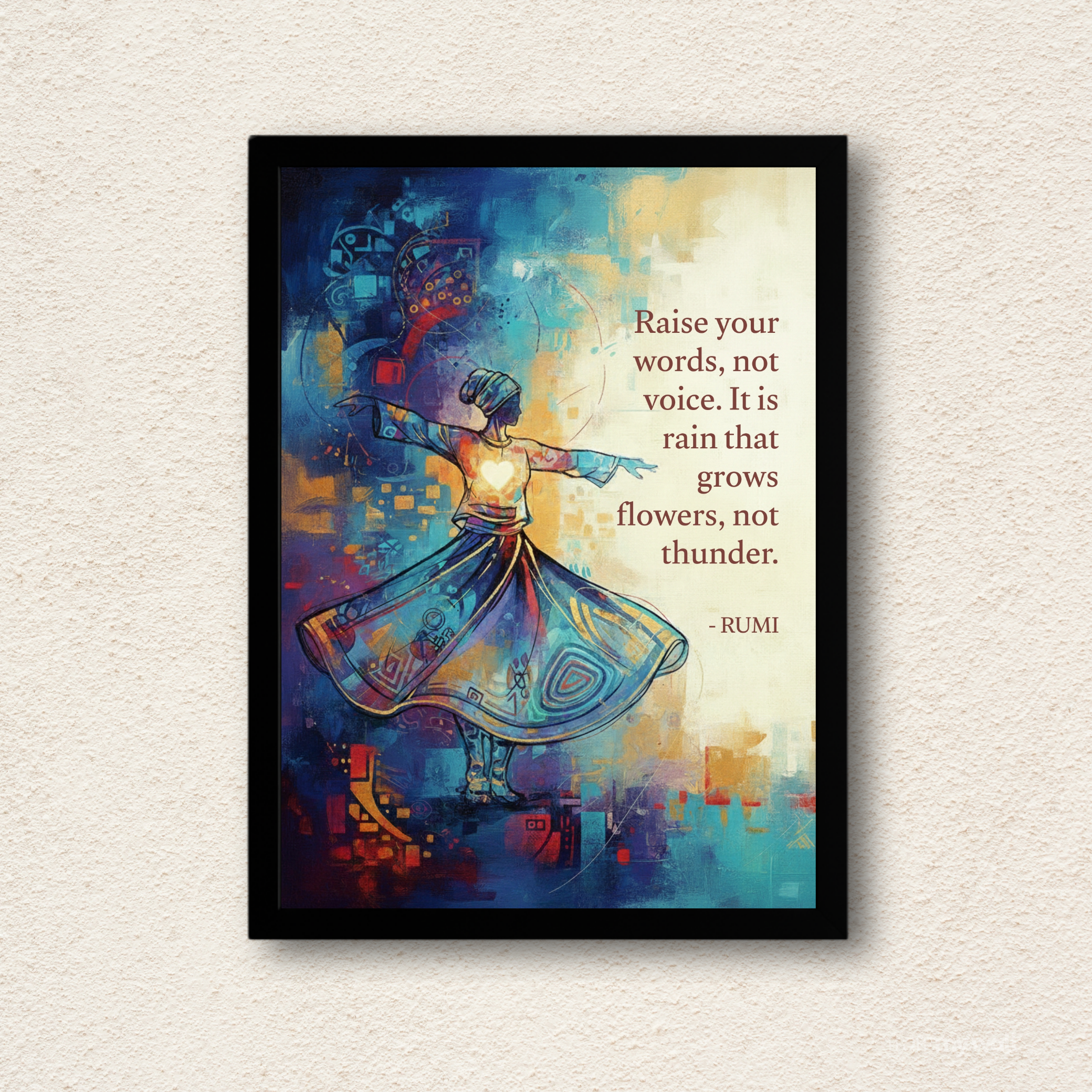 Rumi Poetry & Whirling Dervish Wall Frame