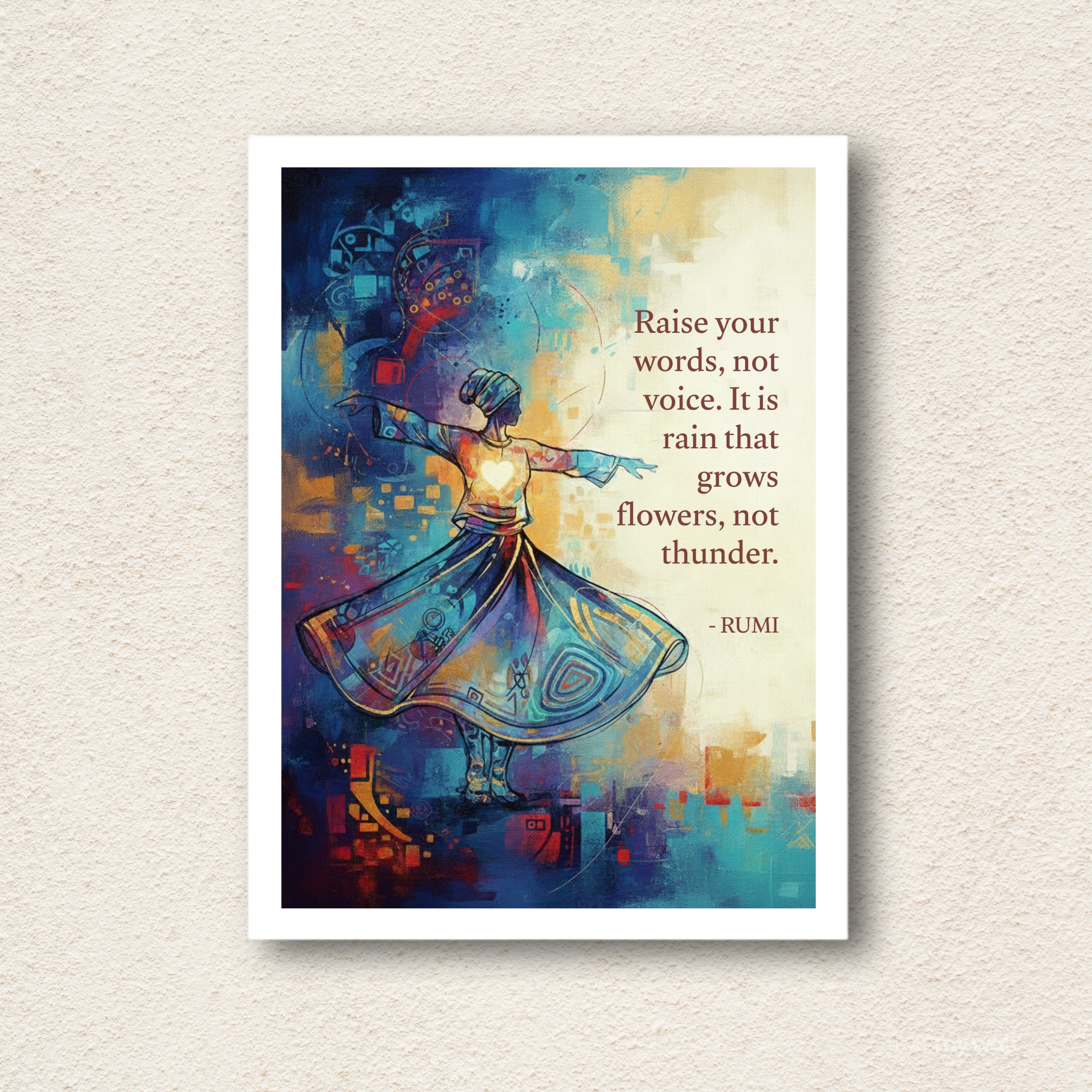 Rumi Poetry & Whirling Dervish Wall Frame