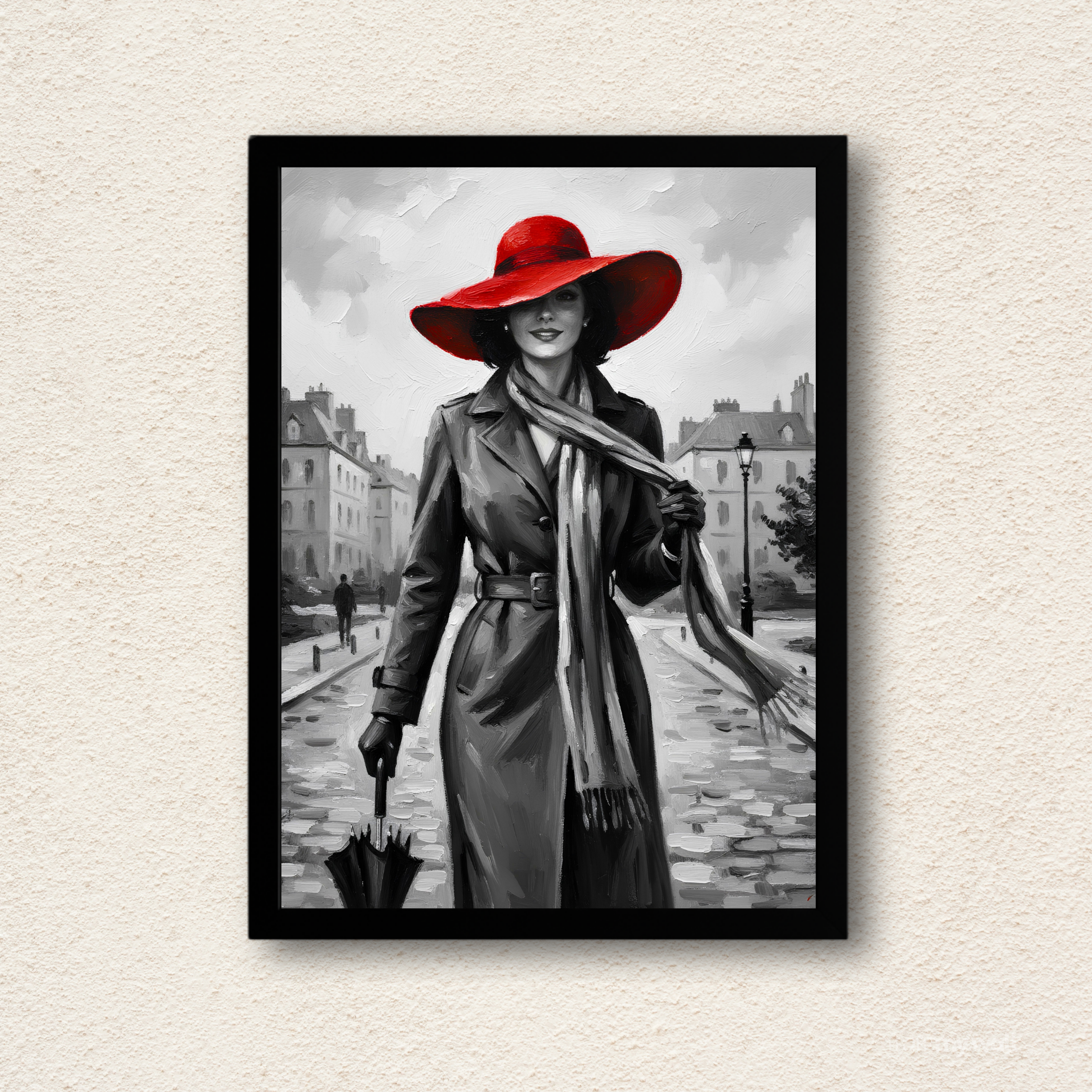 Vintage Parisian Red Hat Wall Frame