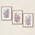 3-Piece Vintage Dusty Pink Floral Wall Frame Set