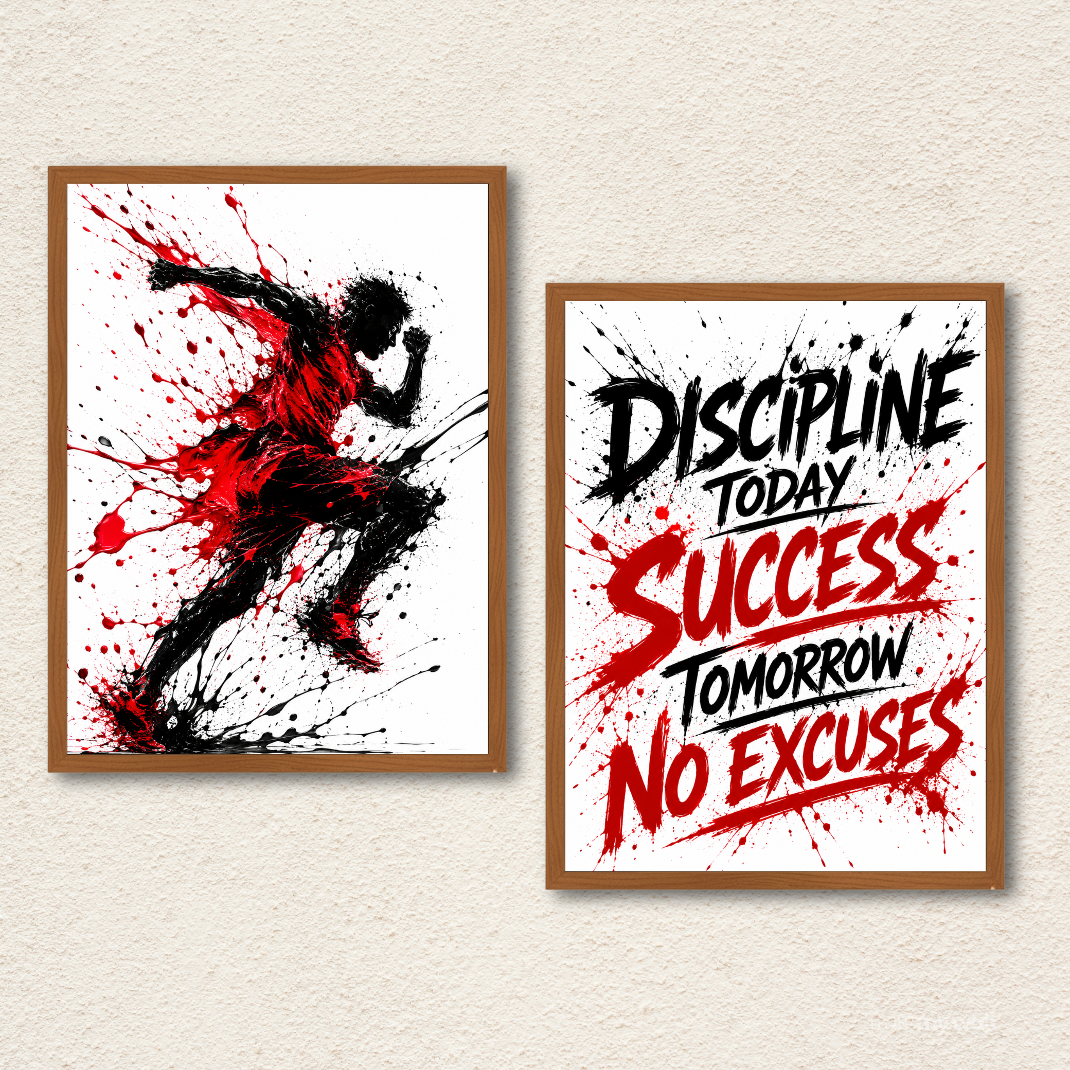 2-Piece Motivational Athletic Splatter Wall Frame Set