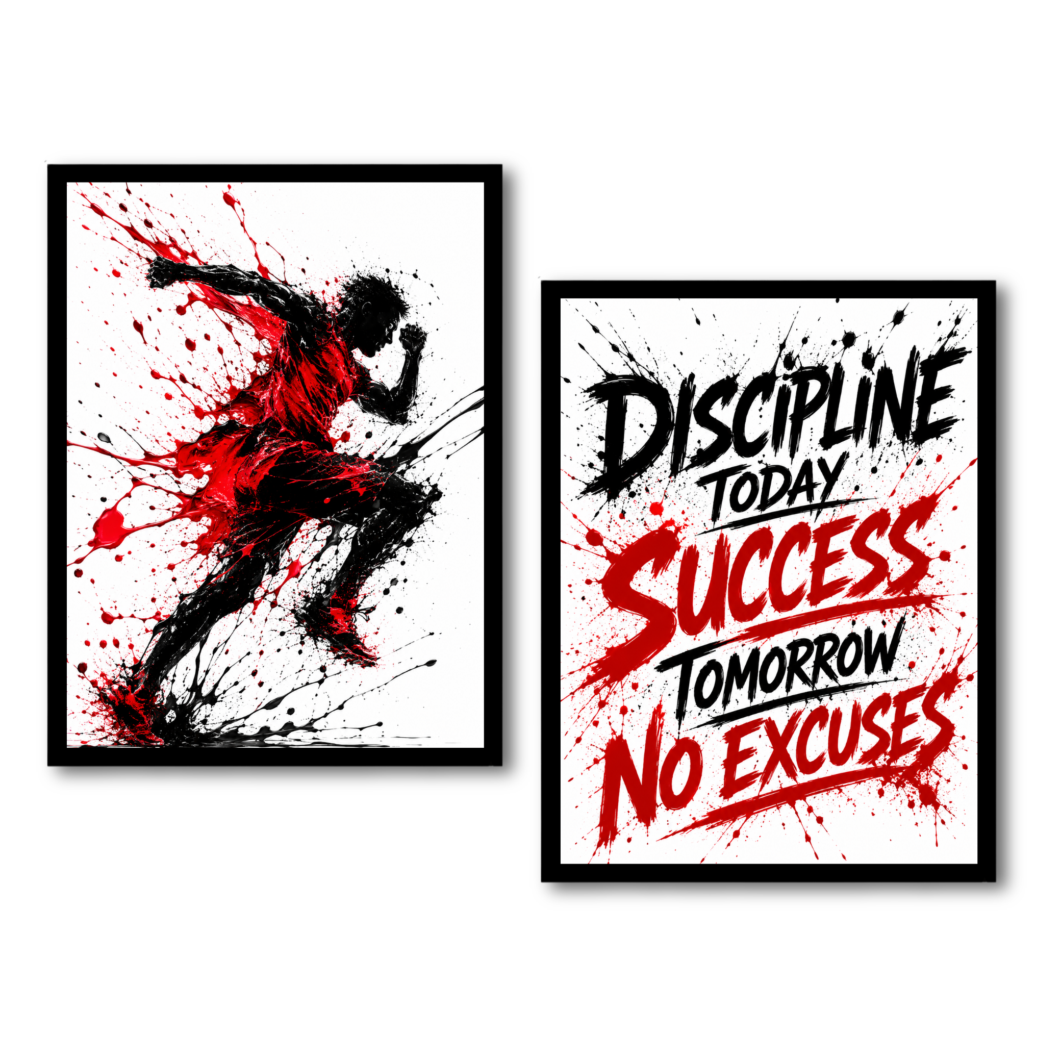 2-Piece Motivational Athletic Splatter Wall Frame Set