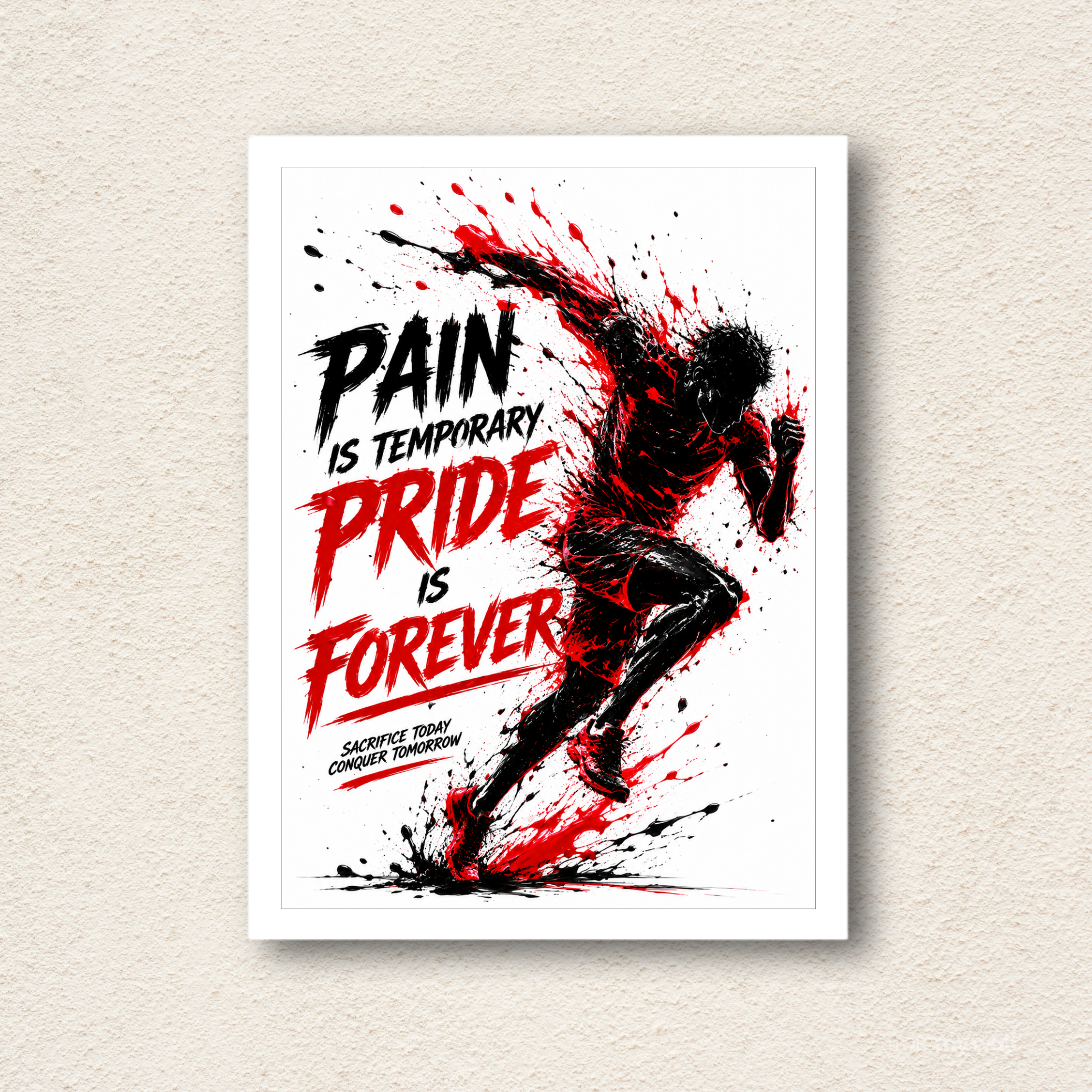 "Pain Is Temporary" Athletic Splatter Framed Wall Art