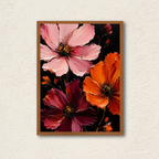 Bold Impasto Floral Oil Painting Framed Wall Art