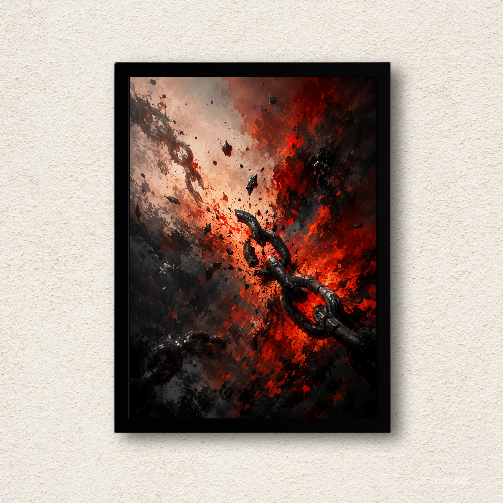 Shattered Iron Chains Abstract Framed Wall Art