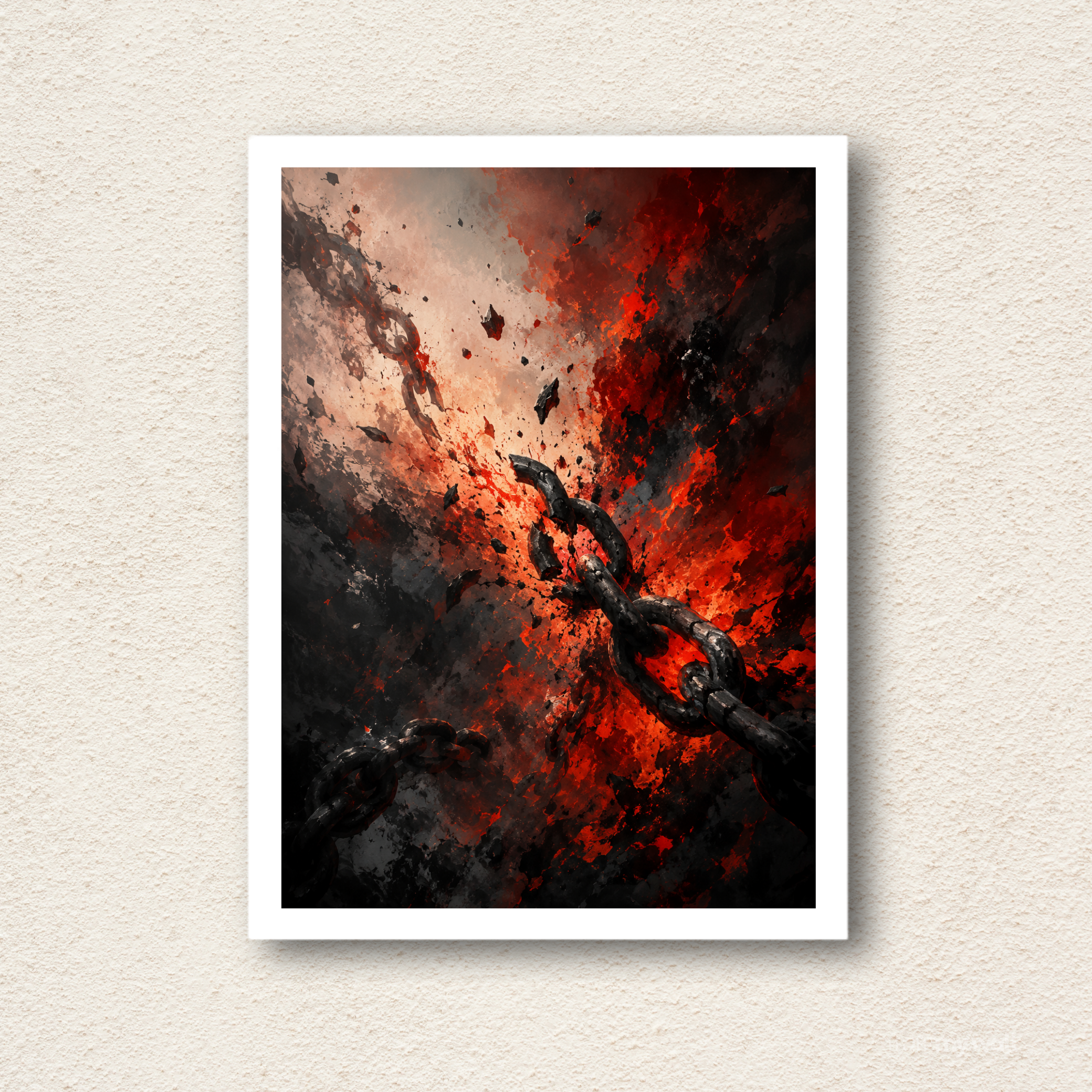 Shattered Iron Chains Abstract Framed Wall Art
