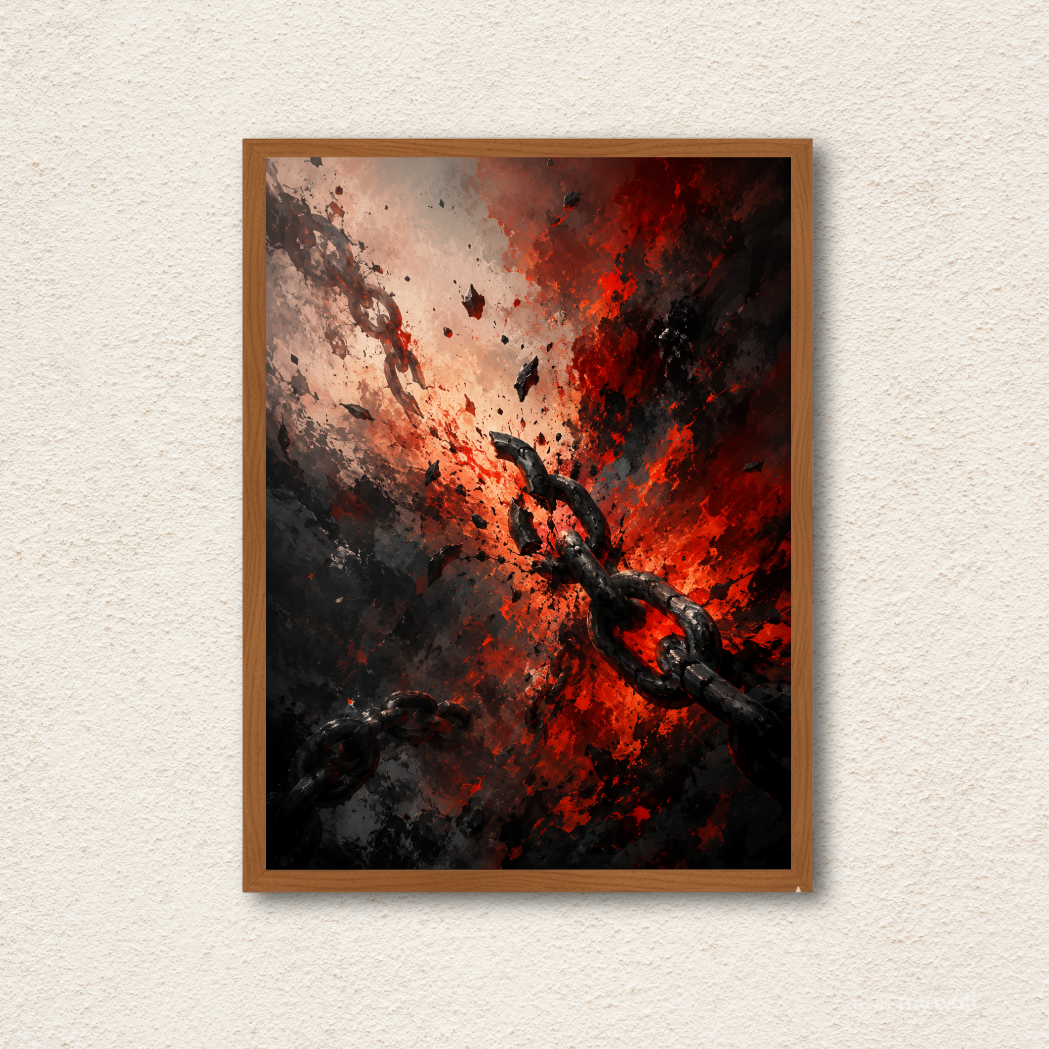 Shattered Iron Chains Abstract Framed Wall Art