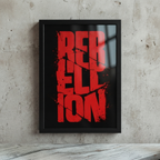 "Rebellion" Distressed Red Typography Framed Wall Art