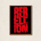 "Rebellion" Distressed Red Typography Framed Wall Art