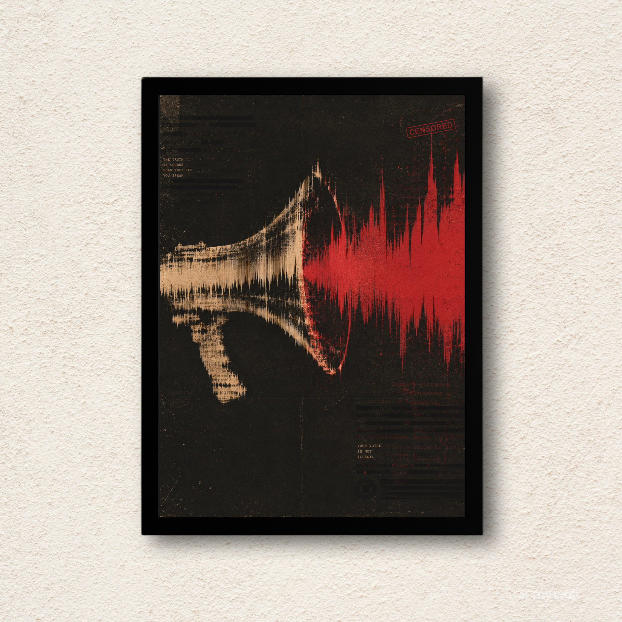 Megaphone Soundwave Abstract Framed Wall Art