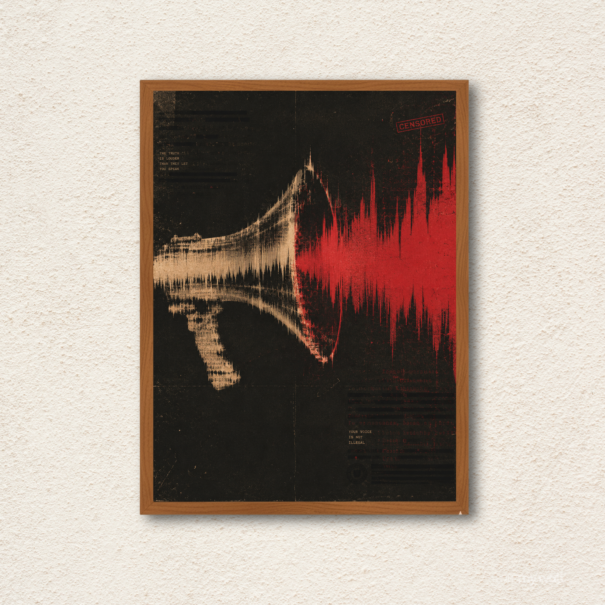 Megaphone Soundwave Abstract Framed Wall Art
